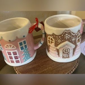 NWT Viral Peppermint & Pine Pink Gingerbread House Christmas Mug BUNDLE